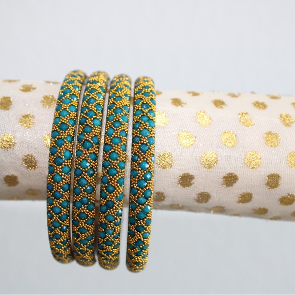Beautiful Blue and Golden Bangles - Picture 3 of 3